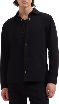 Bugatchi Soft Touch Knit Shirt Jacket in Black at Nordstrom, Size Xx-Large