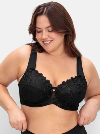 Sheego B&uuml;gel-BH SHEEGO, Damen, Gr. 11,5, Cup B, schwarz, 82% Polyamid, 18% Elasthan, Netzmaterial:10% Elasthan, 90% Polyamid, BHs B&uuml;gel-BH