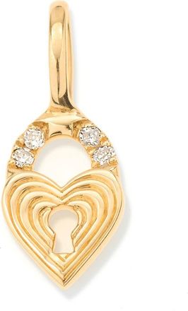 Adina Reyter Diamond Heart Lock Pendant Mini Charm in 9K Yellow Gold at Nordstrom