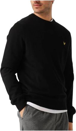 Lyle & Scott Lamswollen Blend Trui met Ronde Hals - Heren - Ronde hals truien - Zwart - XS - Wol - Truien & Vesten