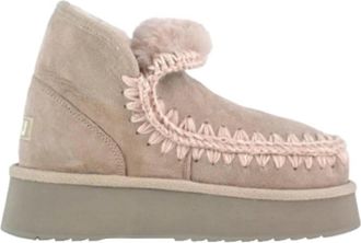 Mou Warme Winterlaarzen Mini Eskimo Stijl - Dames - Winterlaarzen - Beige - 40 EU - Wol - Schoenen