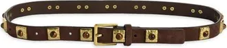 Treasure & Bond Dolly Stone Detail Leather Belt in Dark Brown at Nordstrom, Size X-Large