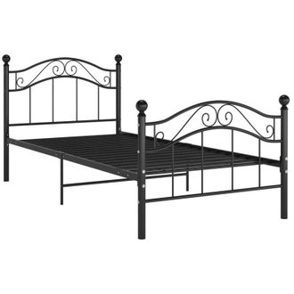 vidaXL Bed Frame without Mattress Black Metal 100x200 cm Vidaxl