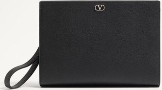 Valentino Garavani Valentino Garavani VLogo Signature Grainy Calfskin Pouch