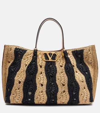 Valentino Garavani Borsa VLogo Medium in rafia