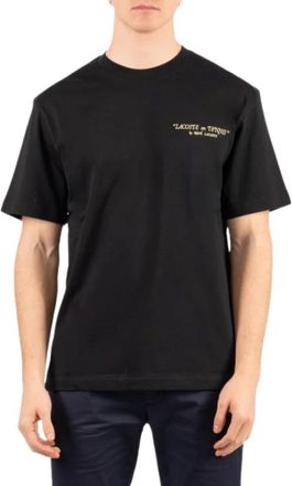 Lacoste Geborduurd katoenen T-shirt - Heren - Tenniskleding - Zwart - S - Katoen - Fitness