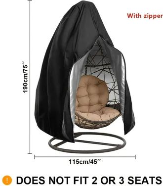 OEM Funda Para Silla Colgante, Funda Protectora Para Silla Colgante De Mimbre De Rat&aacute;n De Jard&iacute;n, Resistente Al Agua - 190 X 115 Cm (negro)