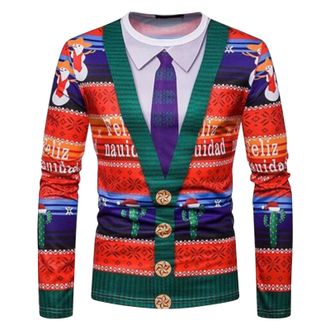 Generic Christmas Shirts for Men Funny Button Down Christmas Shirt Xmas Beach (Red-a, XXXL)