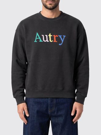 Autry Felpa girocollo in cotone con logo a contrasto e spalle cadute