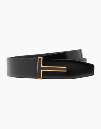 Tom Ford Mens Reversible Shiny Leather Black - Size: 105