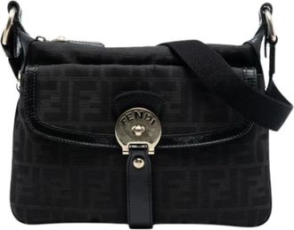 Fendi Pre-owned Shoulder Bags, female, Black, Size: ONE SIZE Pre-owned Canvas Crossbody Bag