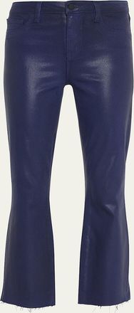 L'agence Kendra High-Rise Coated Crop Flare Jeans