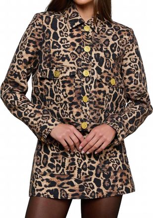 L'agence Nyx Cropped Jacket In Brown Multi Patch Leopard