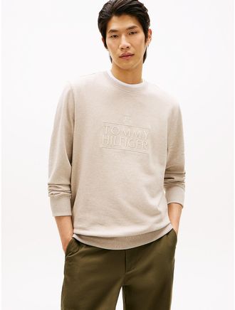 Tommy Hilfiger Mens Embroidered Logo Terry Sweatshirt - Beige - XXL