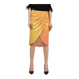 Patrizia Pepe Rokken, Dames, Oranje, L, Pailletten, Midi Rok met Pailletten