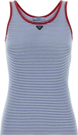 Prada Embroidered Cotton Tank Top