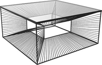 Vente-Unique Mesa de centro CLARENCE - Cristal y metal - Negro