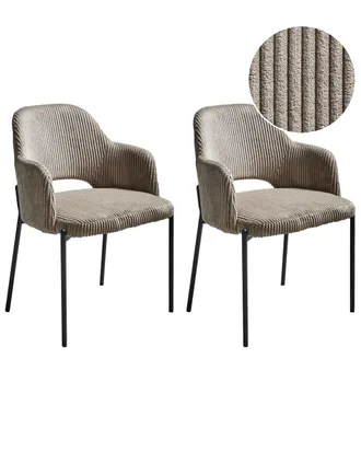 Beliani Conjunto de 2 sillas de comedor pana gris pardo