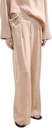 Mango Stripe Straight Leg Pants in Brown at Nordstrom, Size Medium