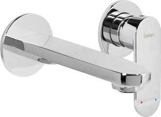 Beliani Beliani - Grifo Monomando De Lat&oacute;n Empotrado Para Lavabo En Pared Plateado Guatavia