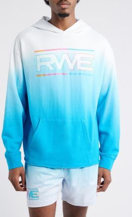 Overtime Raw Edge Graphic Dip Dye Hoodie in Blue at Nordstrom, Size Xx-Large