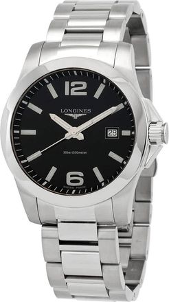 Longines Conquest Quartz Black Dial Mens Watch L3.759.4.58.6