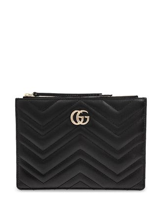 Gucci large GG Marmont clutch bag - women - Calf Leather - One Size - Black