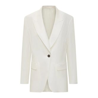 Brunello Cucinelli Twill Blazer with Monili - female - Brunello Cucinelli - Blazers - Beige - 2XL - Jackets