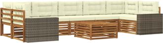 vidaXL Conjunto De Sof&aacute;s De Exterior 8 Uds. Natural Y Crema Vidaxl