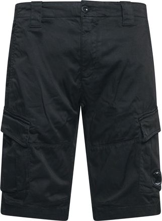 C.P. Company Mens Sateen Stretch Cargo Shorts in Black Cotton - Size X-Large