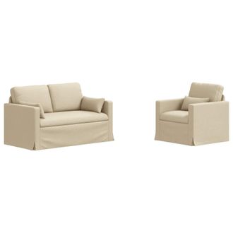 vidaXL Juego De Sof&aacute; 2 Uds. Crema Tela Vidaxl