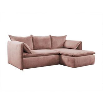 Vente-Unique Divano letto angolare in Velluto a coste Rosa - Angolo a destra - teodora di pascal morabito