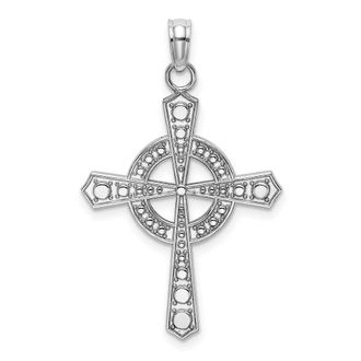 Diamond2Deal 14K White Gold Beaded Celtic Cross Eternity Charm