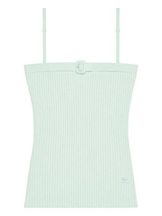 Courr&egrave;ges buckle-detail ribbed-knit top - women - Viscose/Polyester - L - Green