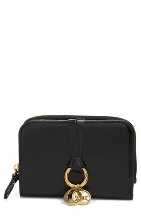 Chlo&eacute; Alphabet Shiny Bifold Wallet in Black at Nordstrom