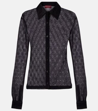 Gucci Camicia GG in lam&eacute; trasparente