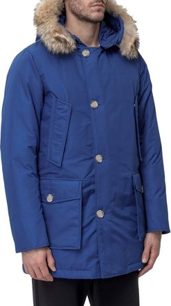 Woolrich Blue Solid Hood Jacket