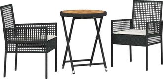 vidaXL Juego Bistro De Jard&iacute;n 3 Pcs Negro Polirat&aacute;n Vidaxl