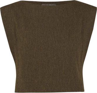 Cortana Mouwloze top met boothals - Dames - Tops zonder mouwen - Groen - XS - Wol - Tops