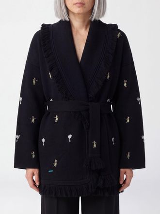 Alanui Cardigan a vestaglia in lana vergine con ricami e bordi sfrangiati