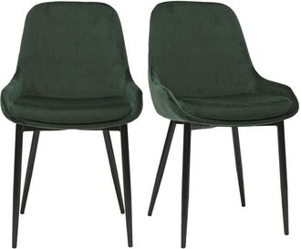Miliboo Set De 2 Sillas De Terciopelo Color Verde Holo
