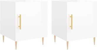 vidaXL Vidaxl - Mesitas noche 2 uds madera ingeniería blanco brillo 40x40x50 cm