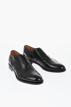Santoni Leather Derby Brogue Shoes with Leather Sole size 46,5