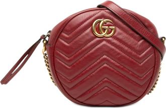 Gucci Pre-owned Gucci Mini GG Marmont Matelasse Leather Round Crossbody Ladies QNIOSQPIOZ4FW2YF