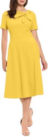 London Times Scuba Crepe Fit & Flare Dress in Banana Cream at Nordstrom Rack, Size 12