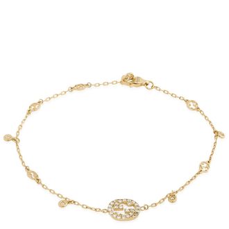 Gucci Interlocking G Diamond Bracelet In Yg, Size 17