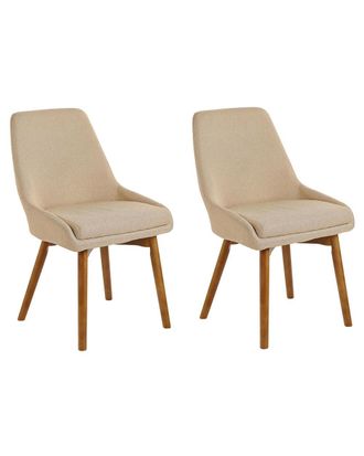 Beliani Conjunto de 2 sillas de comedor tela beige