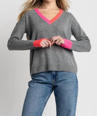 Lisa Todd Womens Color Wheel Sweater In Fog/carm