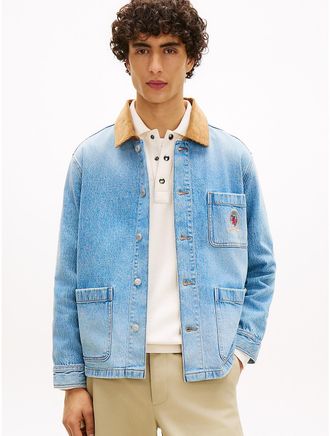 Tommy Hilfiger Mens Relaxed Denim Chore Jacket - Blue - XXL