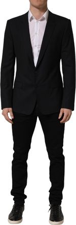 Dolce & Gabbana Mens Black Wool Single Breasted Blazer Jacket Virgin Elastane Clothing